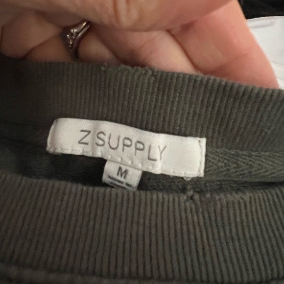 Z Supply Women Olive Green Distressed Lounge Set M Joggers + M Sweatshirt - Picture 10 of 15